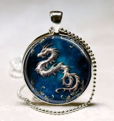 Dragon pendant charm, Dragon necklace Glass Tile pendant, Dragon Photo necklace charm (PD0077). $8.95, via Etsy.: