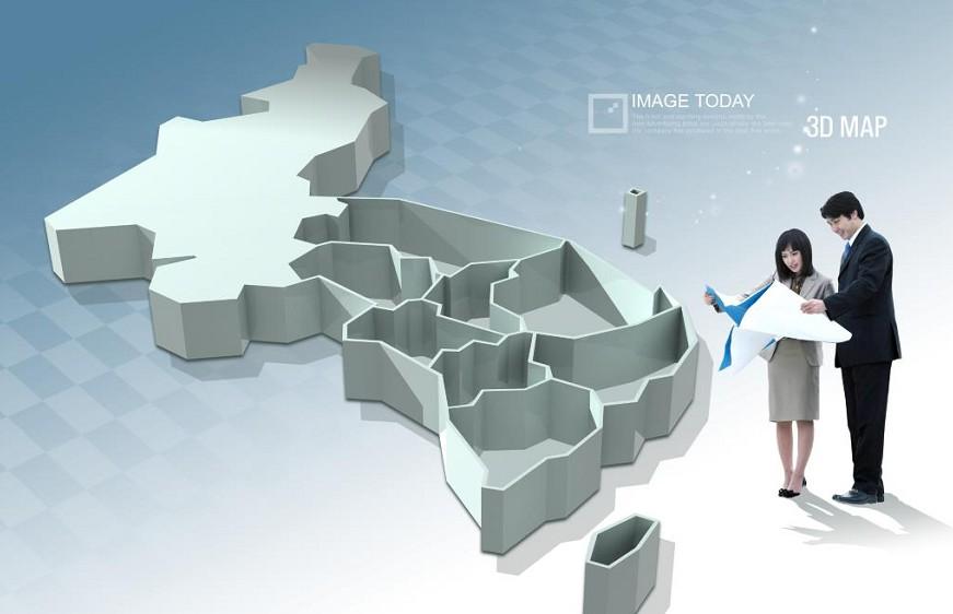 商务海报素材3D立体地图