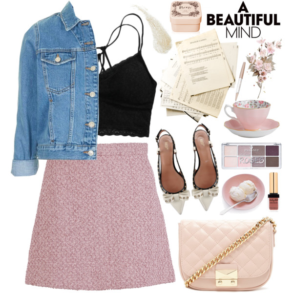 A fashion look from March 2016 featuring blue jean jacket, short mini skirts and bralette bras. Browse and shop related looks.