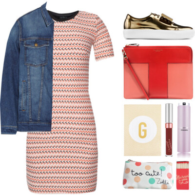 A fashion look from March 2016 featuring topshop dresses, blue jean jacket and lace up shoes. Browse and shop related looks.