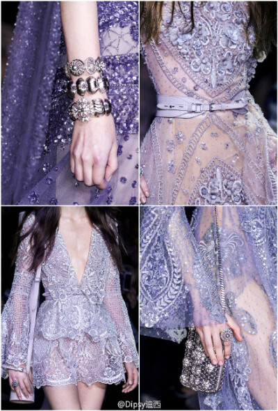 Elie Saab 2016春夏高定仙裙的诞生｜大致讲了下经历了纸样绘图→珠片串钉→立体压花 →手工刺绣等一系列考究繁复的过程后，今年春夏季高定仙裙的制作工艺流程～～～