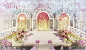 粉白色系欧式花园婚礼，城堡
