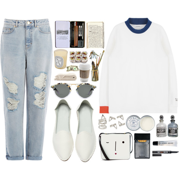 A fashion look from March 2016 featuring long-sleeve shirt, stretch jeans and white shoes. Browse and shop related looks.