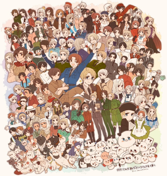 #黑塔利亚##APH#【p站搬运】画师：にのぬこ 该图id=53592077 165人描けましたO网页链接【已授权】