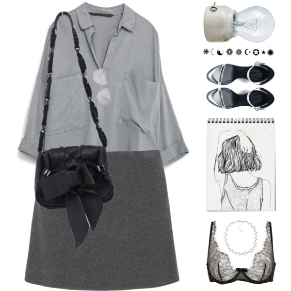 http://www.maison-close.com/portail | Gray can be just as gorgeous as any other color. Wear a lovely lace Maison Close bra underneath to add some extra spice! @maisonclose #maisonclose #frenchlingerie #Loveyourself #13 Created in the Polyvore iPhone app. http://www.polyvore.com/iOS