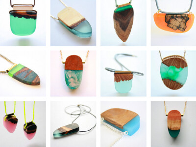 木材与树脂结合制作的美妙饰品。来自墨尔本珠宝设计师 Britta Boeckmann （etsy.com/shop/BoldB）【相关推荐：O尖峰视界】