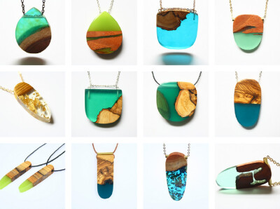 木材与树脂结合制作的美妙饰品。来自墨尔本珠宝设计师 Britta Boeckmann （etsy.com/shop/BoldB）【相关推荐：O尖峰视界】