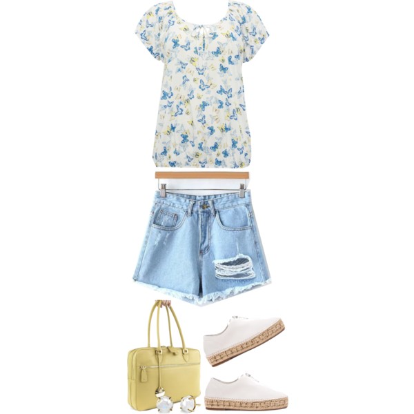 A fashion look from April 2016 featuring women plus size tops, high-waisted jean shorts and platform shoes. Browse and shop related looks.