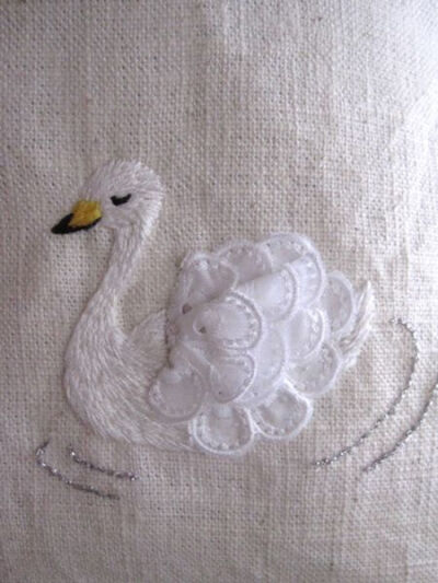 Embroidered swan: