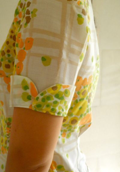 vintage sheet shirt and petal cuffs: