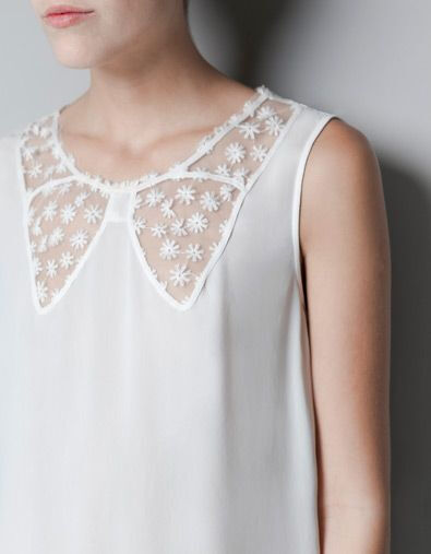 lace blouse with bow neckline Zara: