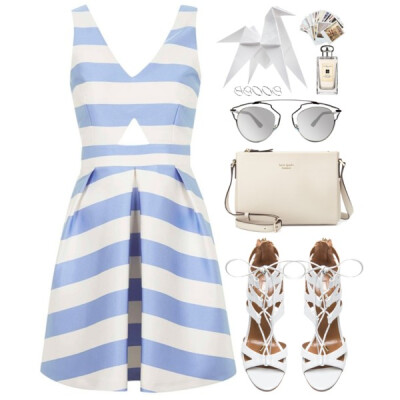 A fashion look from April 2016 featuring sleeveless dress, white shoes and crossbody purse. Browse and shop related looks.