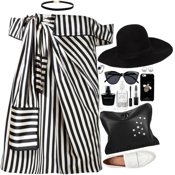 A fashion look from April 2016 featuring wrap dress, flat shoes and man bag. Browse and shop related looks.