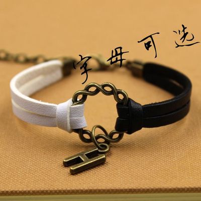 定制 手工定制韩版时尚复古饰品 男女学生手链 姐妹字母手饰 闺蜜手镯