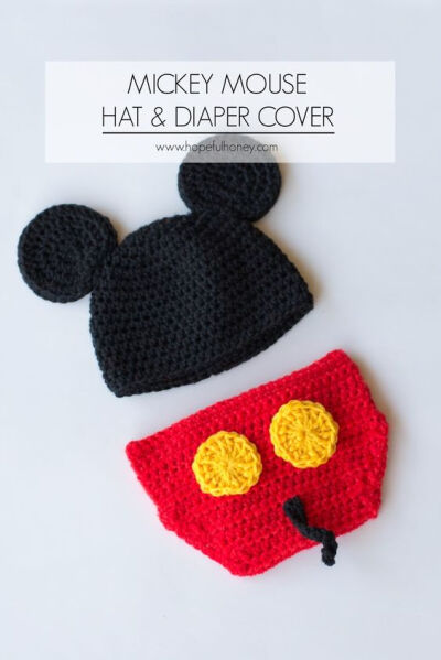 Mickey Mouse Inspired Hat &amp;amp; Diaper Cover - Free Crochet Pattern: