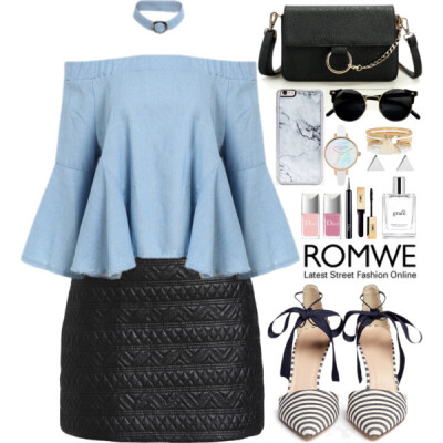 Promoted : www.romwe.com Top : www.romwe.com/Off-The-Shoulder-Ruffle-Top-With-Choker-p-163373-cat-670.html?utm_source=polyvore&amp;amp;utm_medium=set&amp;amp;url_from=oshint-0130 Bag : www.romwe.com/E…