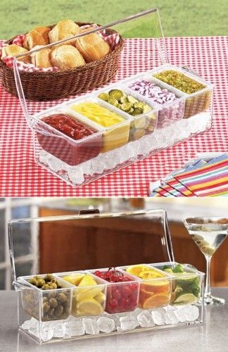 Chilled Condiment Caddy Keep salad toppings and condiments cool with this ice-bottomed caddy. $19.89: