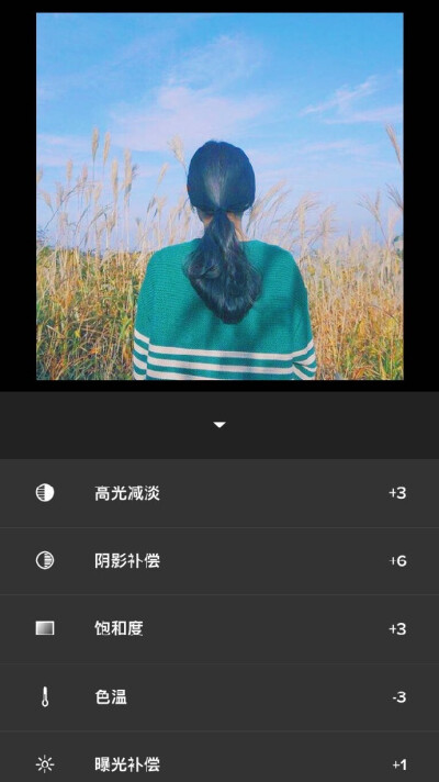 VSCO 天空蓝调色步骤：滤镜G3+8曝光补偿+1色温-3饱和度+3阴影补偿+6高光减淡+3详见图️学走点赞