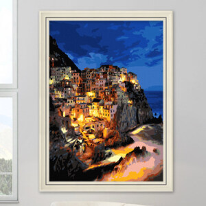 自油自画 数字油画diy 大幅手绘客厅风景装饰画 马纳罗拉的夜晚