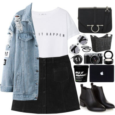 A fashion look from May 2016 featuring short sleeve t shirt, denim coat and Monki. Browse and shop related looks.