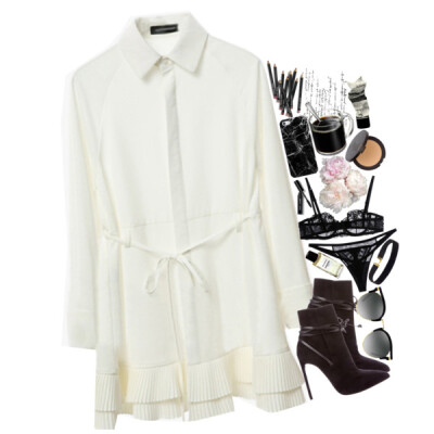 @polyvore @genuine-people #genuine_people #classy #ankleboots #whitedress #style #blackandwhite Dress: http://genuine-people.com/collections/dresses-rompers/products/white-button-front-ruffle-mini-dre…