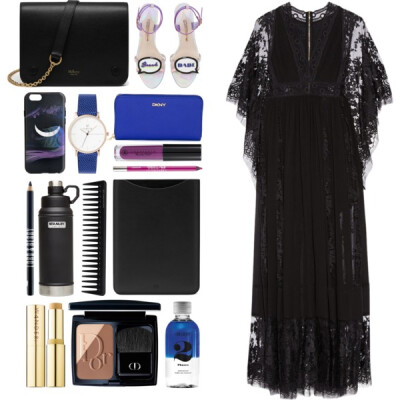 A fashion look from June 2016 featuring v neck dress, leather sandals and crossbody purse. Browse and shop related looks.