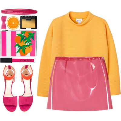 A fashion look from June 2016 featuring urban sweatshirts, miu miu skirt and block heel sandals. Browse and shop related looks.