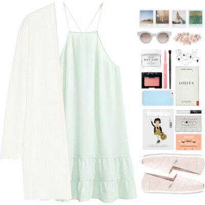 A fashion look from June 2016 featuring flared dress, white tops and slip-on shoes. Browse and shop related looks.