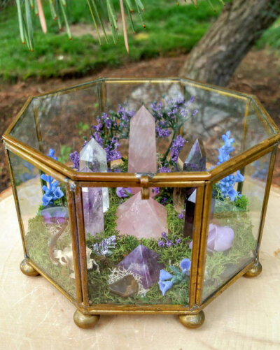 Terrarium - Healing Crystals - Terrarium Kit - Glass Terrarium - Crystal Garden - Gypsy - Metaphysical - Raw Crystals and Stones