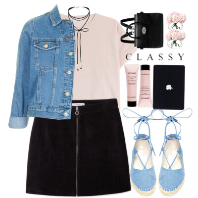 @polyvore @polyvore-editorial #laceupsandals #laceup #denimjacket