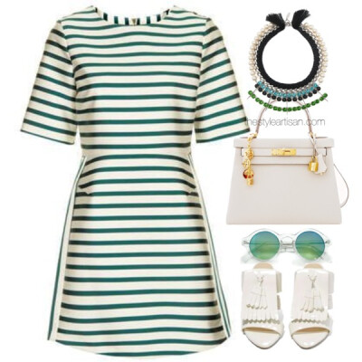 A fashion look from July 2016 featuring white purse and pearl jewellery. Browse and shop related looks.