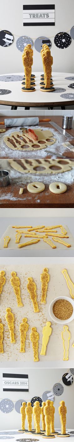 Step-by-step photos so you can make and decorate your own Oscar statue iced cookies!