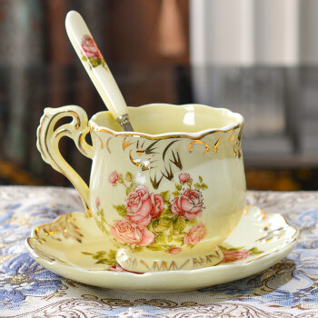 友来福 欧式咖啡杯套装 创意陶瓷英式咖啡杯碟 下午茶茶具 花海杯碟