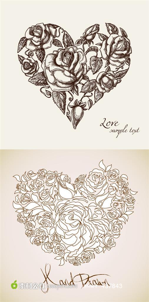 创意花卉爱心矢量素材