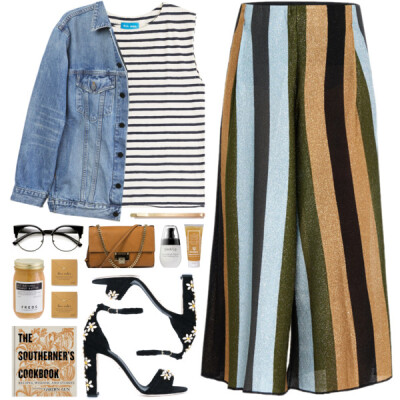 #denimjackets #wardrobestaples #AlexanderWang #jimmychoo #circushotel #MiHJeans #dolceandgabbana #fallfashion #stripedshirt #culottes #embellishedsandals #chunkyheels