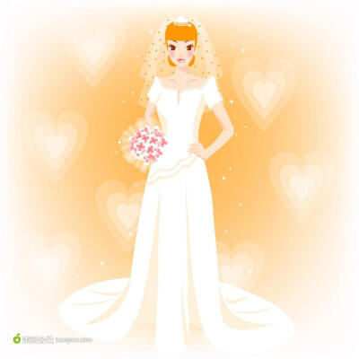 婚礼插画新娘矢量素材
