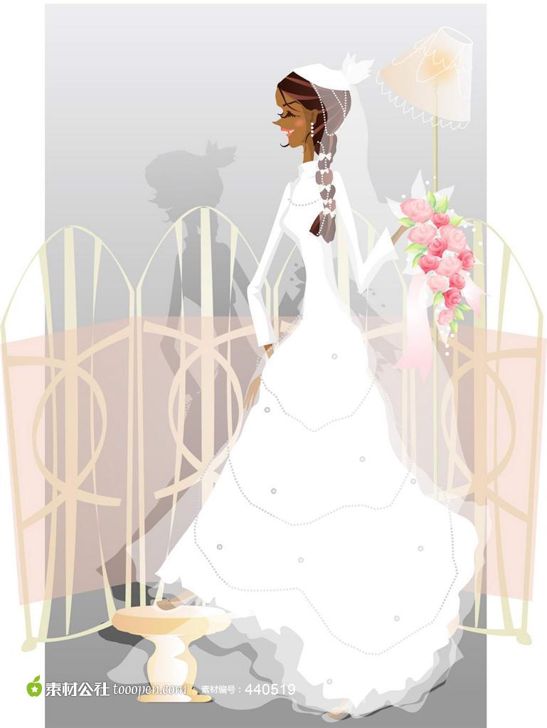 婚礼矢量素材新娘插画