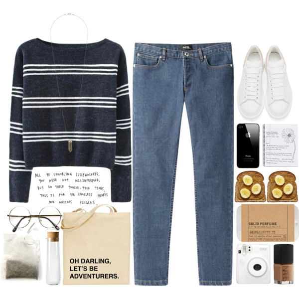 A fashion look from August 2016 featuring striped sweater, cropped jeans and leather sneakers. Browse and shop related looks.