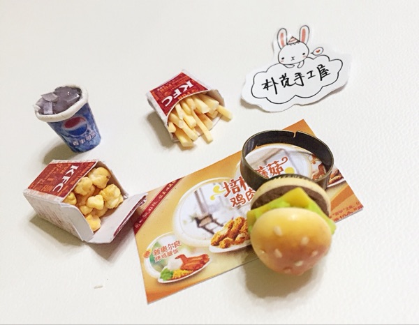 【朴苋】定制KFC套餐饰品软陶袖珍食物仿真食物戒指耳钉饰品定制