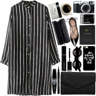 #easypeasy #shirtdress #black #stripes