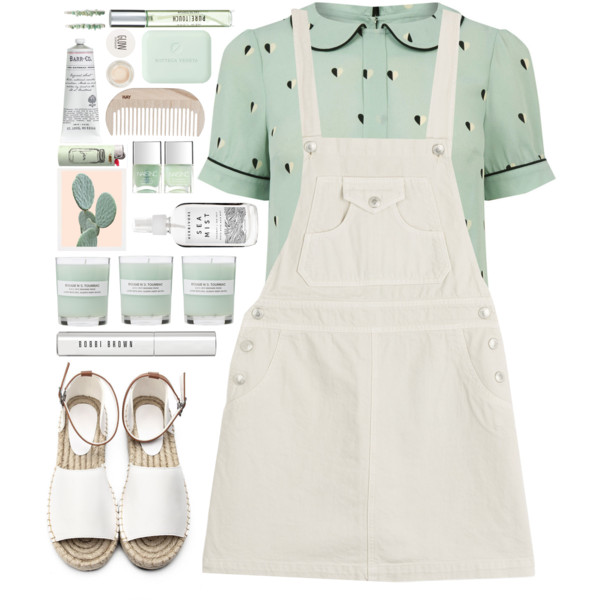 A fashion look from August 2016 featuring green collared shirt, white jersey and peep toe sandals. Browse and shop related looks.