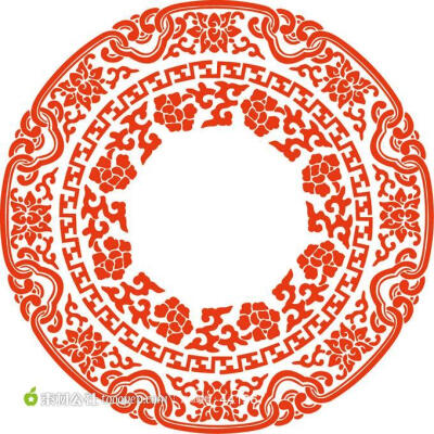 中国古典圆形花纹矢量素材