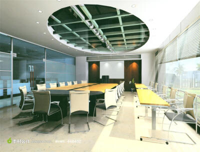办公空间会议厅经典装修3D图