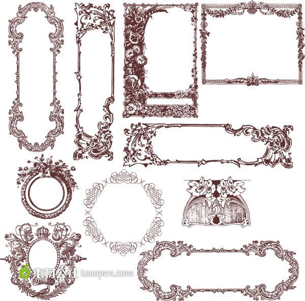 经典欧式花纹装饰边框矢量素材