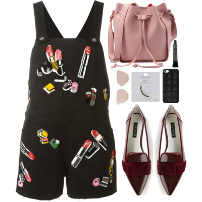 A fashion look from September 2016 featuring bib overalls, pointy-toe flats and man bag. Browse and shop related looks.