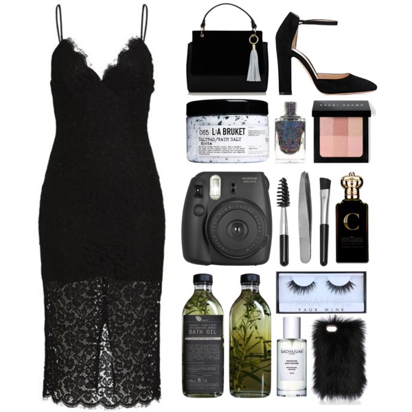 A fashion look from September 2016 featuring stretchy dresses, black high heel shoes and tote purses. Browse and shop related looks.