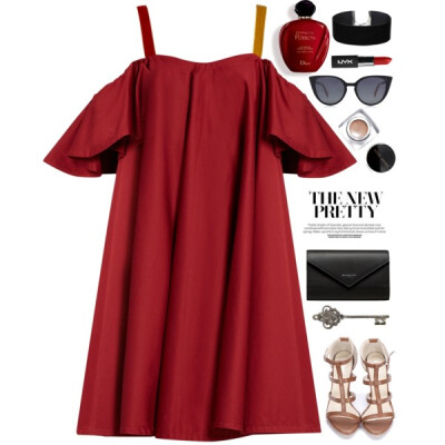 A fashion look from September 2016 featuring ruffled dresses, ankle strap sandals and zip-around wallet. Browse and shop related looks.