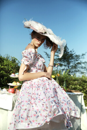 To My Fair Lady 优雅复古碎花真丝绵超美精灵连衣裙裙