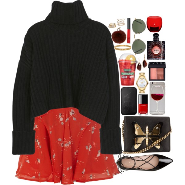 A fashion look from September 2016 featuring wool sweaters, circle skirts and kate spade shoes. Browse and shop related looks.