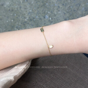 定制             Acadeau 特别定制 小幸运 lucky字母标牌超细手链 925纯银镀14k金